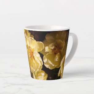 Tasse Latte Tulipes Jaunes Élégantes Florales