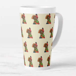 Tasse Latte Turquie mignonne avec moisson Thanksgiving