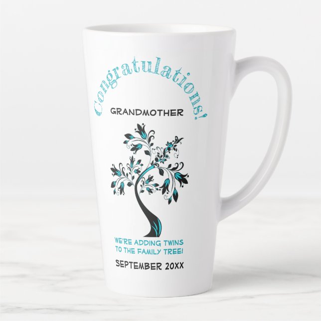 Tasse Latte Twin Grand-mère pour être rose bleu arbre familial (Droite)