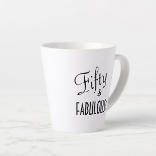 Tasse Latte Typographie chic Cinquante et FABULE ! Anniversair