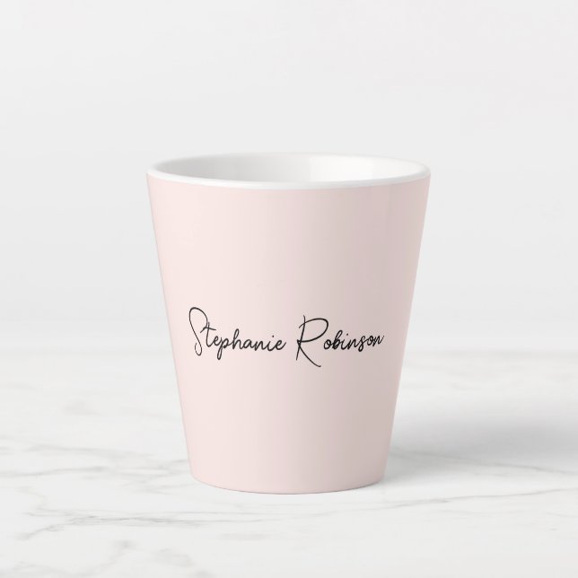 Tasse Latte Typographie de nom de monogramme de blush minimali (Devant)