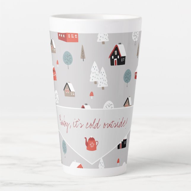 Tasse Latte Typographie motif scandinave de l'hiver nordique (Devant)