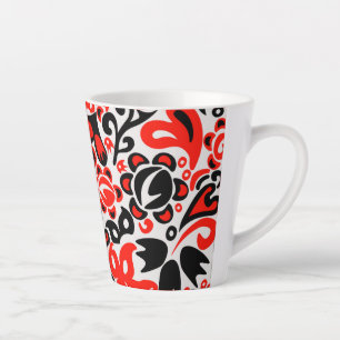 Tasse Latte Ukrainian ethnic folk art floral pattern absrtact