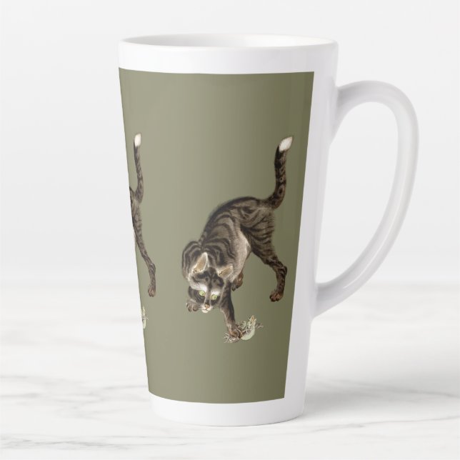 Tasse Latte Un chat japonais attrape une grenouille (Droite)