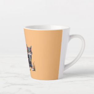 Tasse Latte un chien de police et un chat méchant - humour