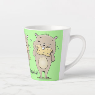 Tasse Latte Un joli hamster souriant avec un dessin animé d'ar