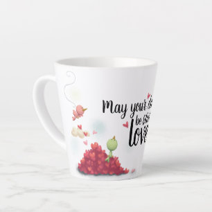 Tasse Latte Un mignon oiseau et un message d'anniversaire de c