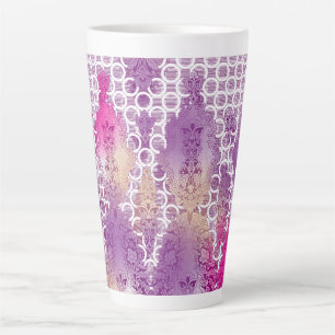 Tasse Latte Un motif artistique aux tons violet et