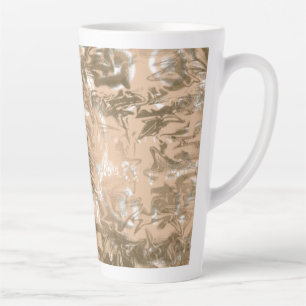 Tasse Latte Un motif de cachemire élaboré en bleu et marron, h