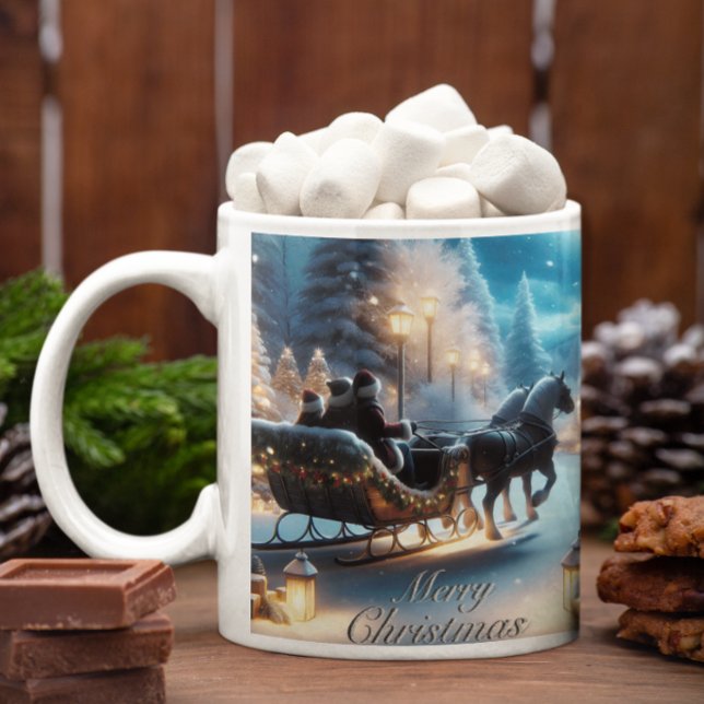 Tasse Latte Une Belle Balade En Sleigh Avec Père Noël (You can get this Christmas design in the 11 inch mug or the latte mug.)