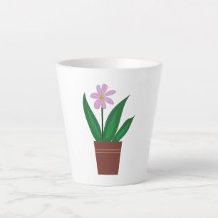 Tasse Latte Une fleur violette dans un pot