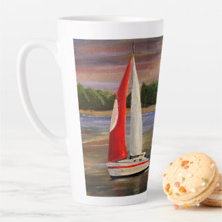 Tasse Latte Une voile coucher de soleil, par Gary Poling