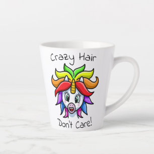 Tasse Latte Unicorn Crazy Hair ne s'en fiche pas drôle