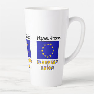 Tasse Latte Union européenne et Drapeau de l'UE Personnalisés