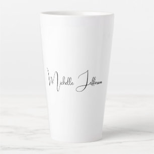 Tasse Latte Unique Stylish Moderne Calligraphie Plain