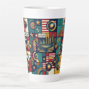 Tasse Latte USA Mexique Canada Art mural de style Klimt 