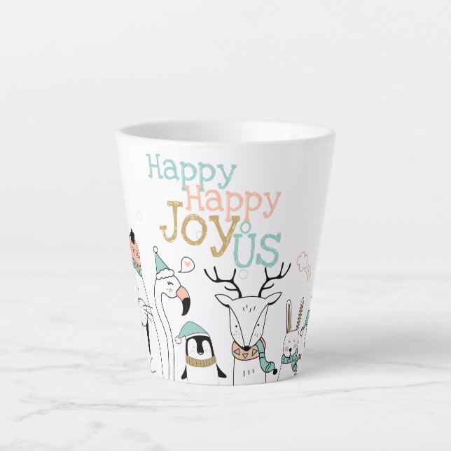 Tasse Latte Vacances Joyeux Joyeux Joy-oUS Mignons Animaux car (Devant)