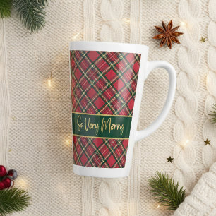 Tasse Latte Vacances Tartan Rouge Plaid Or Si Joyeux