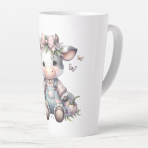 Tasse Latte Vache Bébé mignonne Pastel dans les salons avec fl