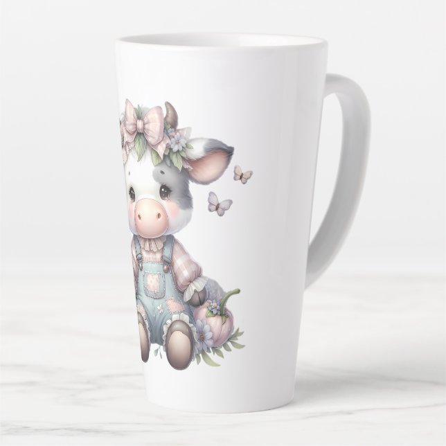Tasse Latte Vache Bébé mignonne Pastel dans les salons avec fl (Angle droit)