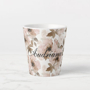 Tasse Latte Vachère Fleurie Rose Marron Sud-Ouest 