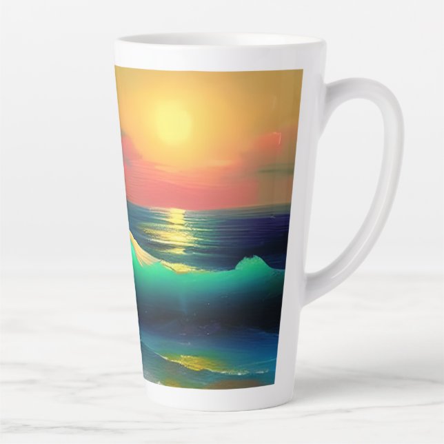 Tasse Latte Vagues océaniques dramatiques et reflet des couche (Droite)