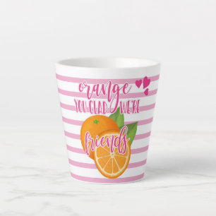 Tasse Latte valentine day pun orange vous êtes heureux que nou