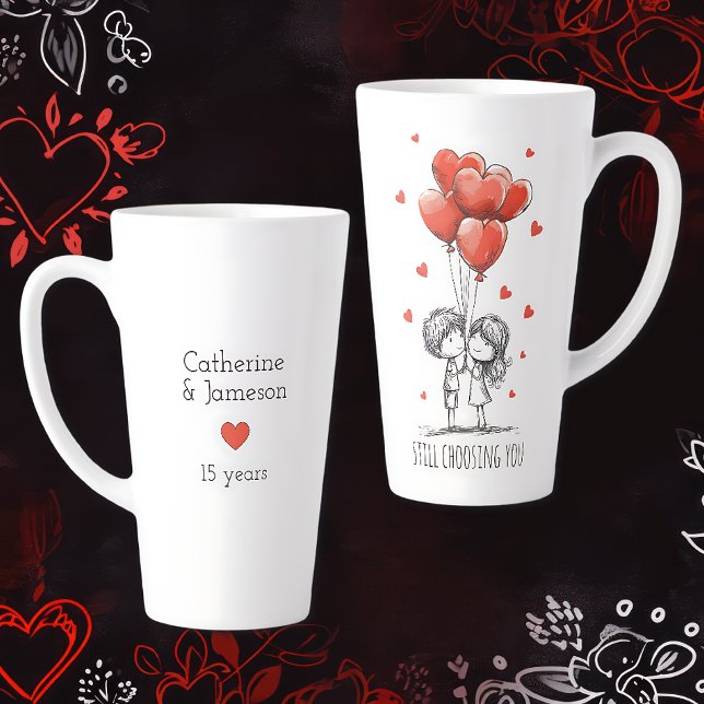 Tasse Latte Valentines Day Couples Custom Anniversary (Créateur téléchargé)