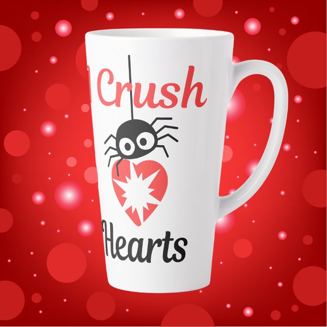 Tasse Latte Valentine's I Crush Hearts mignon araignée | (Créateur téléchargé)
