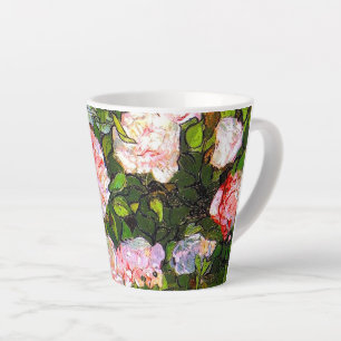 Tasse Latte Van Gogh Vie morte avec des roses roses roses
