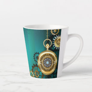 Tasse Latte Veille bijoux Steampunk sur un Arrière - plan vert