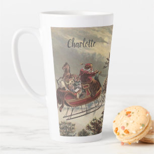 Tasse Latte Veille de Noël vintage Santa Claus victorien traîn