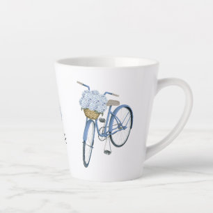 Tasse Latte Vélo avec Hydrangea Panier Fleur Lover céramique