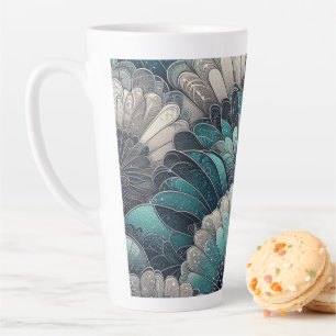 Tasse Latte Ventilateurs Art Nouveau bleu et argent