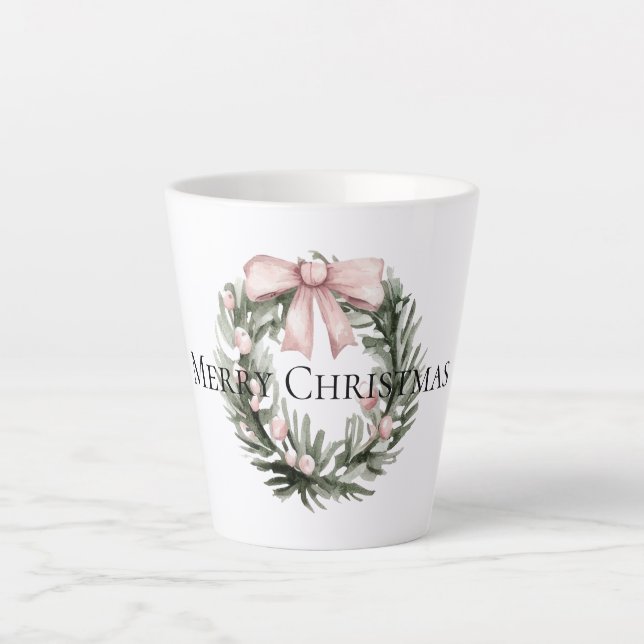 Tasse Latte Verre verte rose de Noël (Devant)