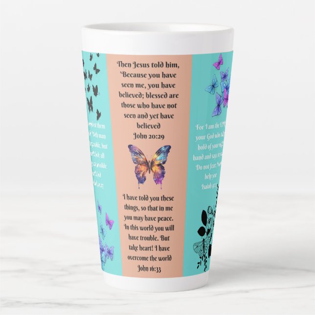 Tasse Latte Versets et papillons (Devant)