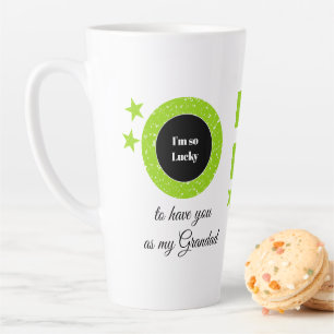 Tasse Latte Vert blanc tellement chanceux Papy avec photo