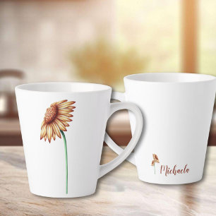 Tasse Latte Vert tournesol personnalisé minimaliste