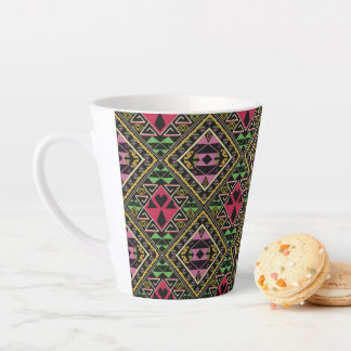 Tasse Latte Vibrant rose et vert tissu Abstrait Art