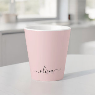 Tasse Latte Vierge rose moderne Script Girl Monogramme Nom