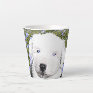 Tasse Latte Vieux anglais Sheepdog Puppy Peinture - Chien Art