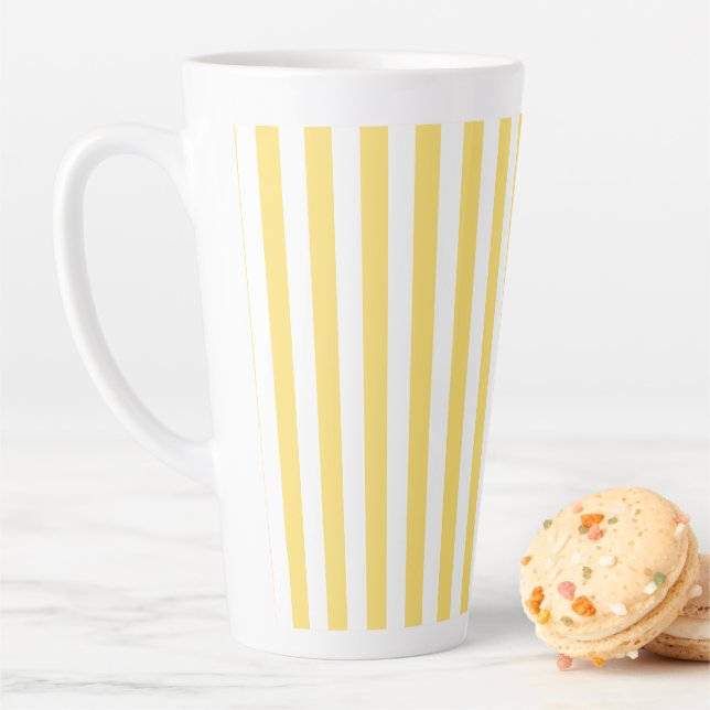 Tasse Latte Vintage Classique Jaune & Blancs (En situation)