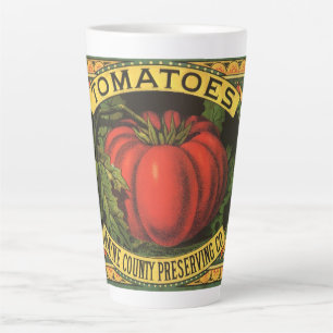 Tasse Latte Vintage Fruit Crate Étiquette Art, Wayne Co Tomate