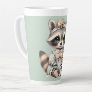 Tasse Latte Vintage habillé Cottagecore Raccoon Pastel