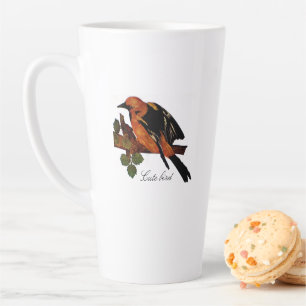 Tasse Latte Vintage mignon coloré Oiseau et feuillage