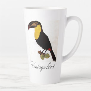 Tasse Latte Vintage mignon coloré Oiseau et feuillage