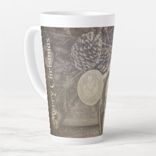 Tasse Latte Vintage Motif de Noël avec Cookies et Café