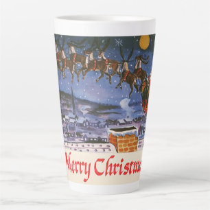 Tasse Latte Vintage Noël Le Père Noël Volant Son Sommeil