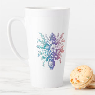 Tasse Latte Vintage Pastel Colorful Floral Design
