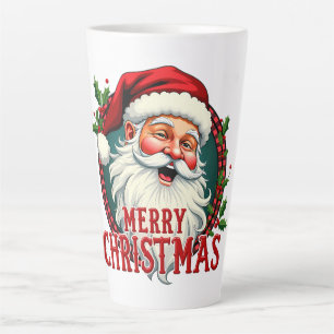 Tasse Latte Vintage Père Noël Joyeux Noël Illustration Patten